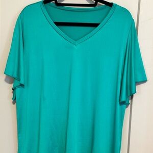 Teal V-Neck Women's Top
